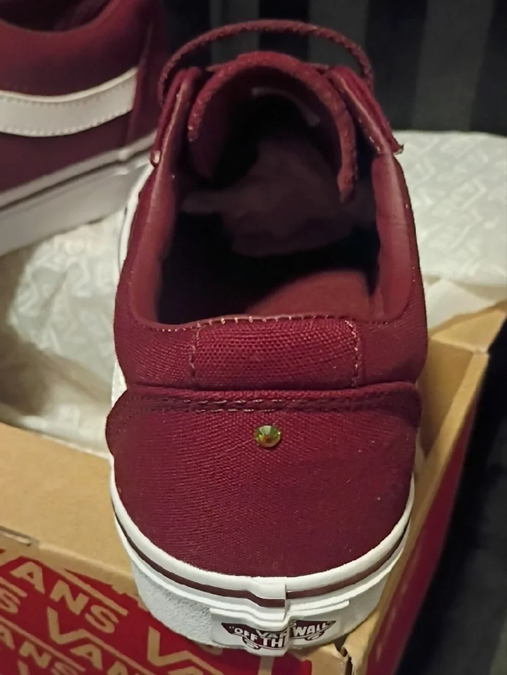 Vans Old Skool Low Top Sneakers in Burgundy with White Stripe W/Bling